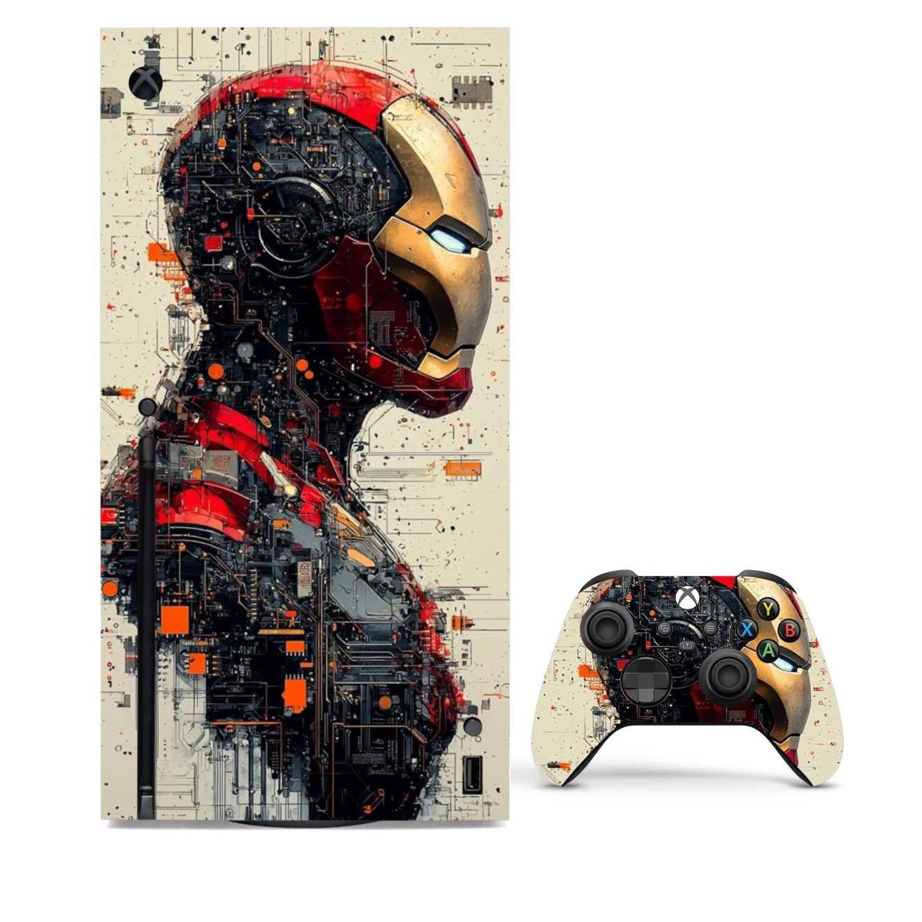 Xbox Series X Console Skin Vinyl Decal Iron-Man Front Warp+ 2 Controller Skins
