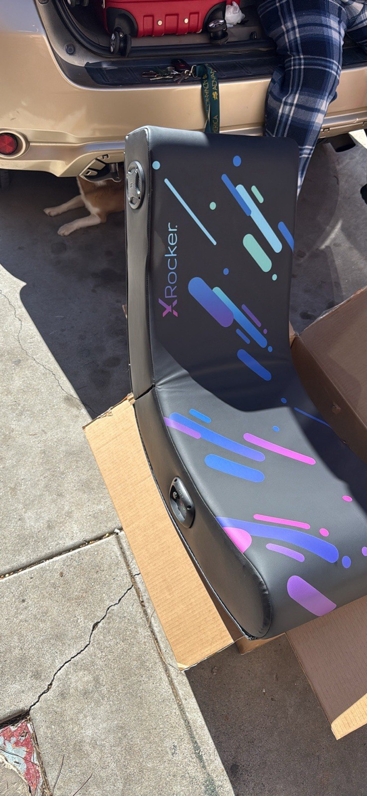 X Rocker Galaxy Printed PU Floor Gaming Chair, Headrest Mounted Speakers, 2.0