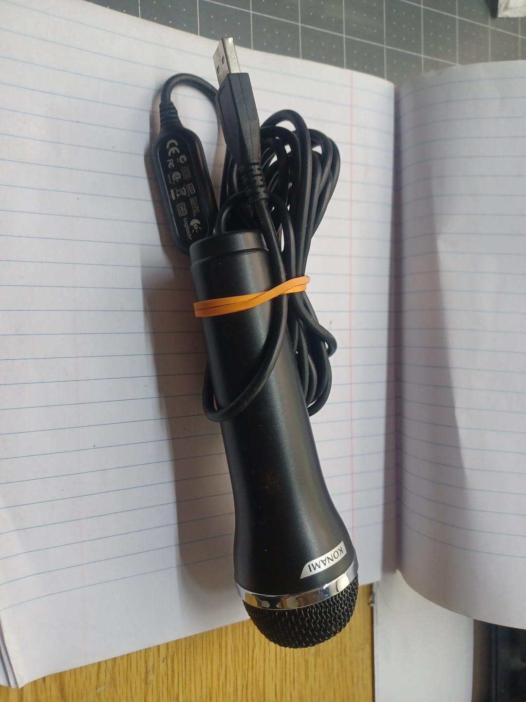 Konami Logitech USB Microphone Mic Black- Playstation -Xbox -Wii- Tested