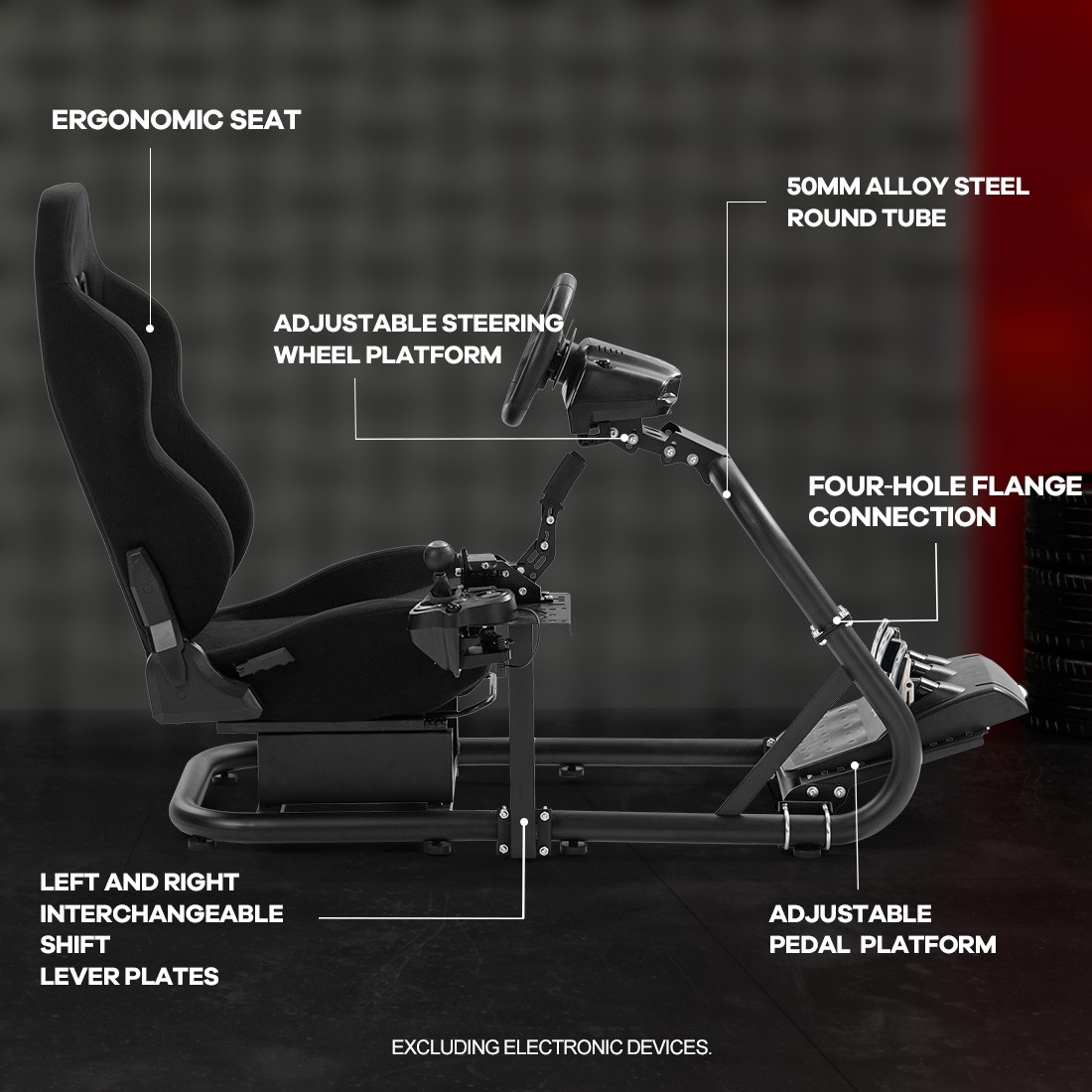Zootopo Semi Open Racing Sim Cockpit With Black Seat Fits Logitech Thrustmaster