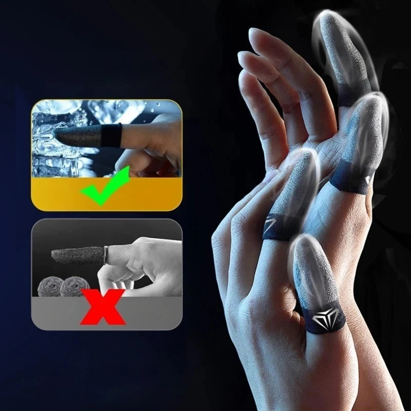 2PCS Gaming Finger Sleeves Sweatproof Anti Slip Touch Screen Gloves Set