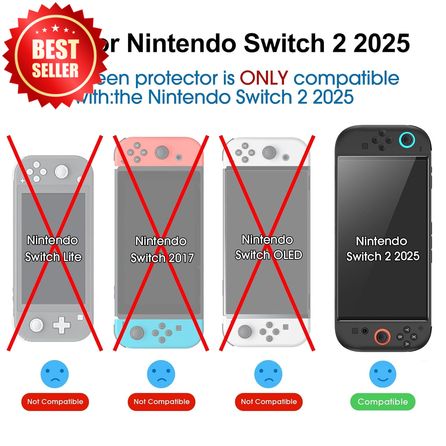 Auto-Alignment Nintendo Switch 2 Screen Protector 7.9″, 2-Pack, Anti-Scratch