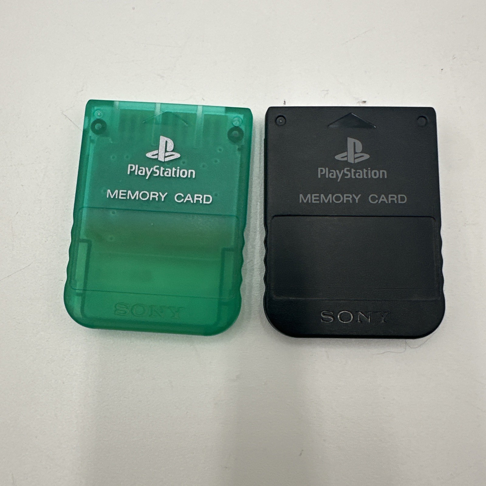 Lot Of 2 Sony PlayStation 1 PS1 Memory Cards Model SCPH-1020 Green & Gray
