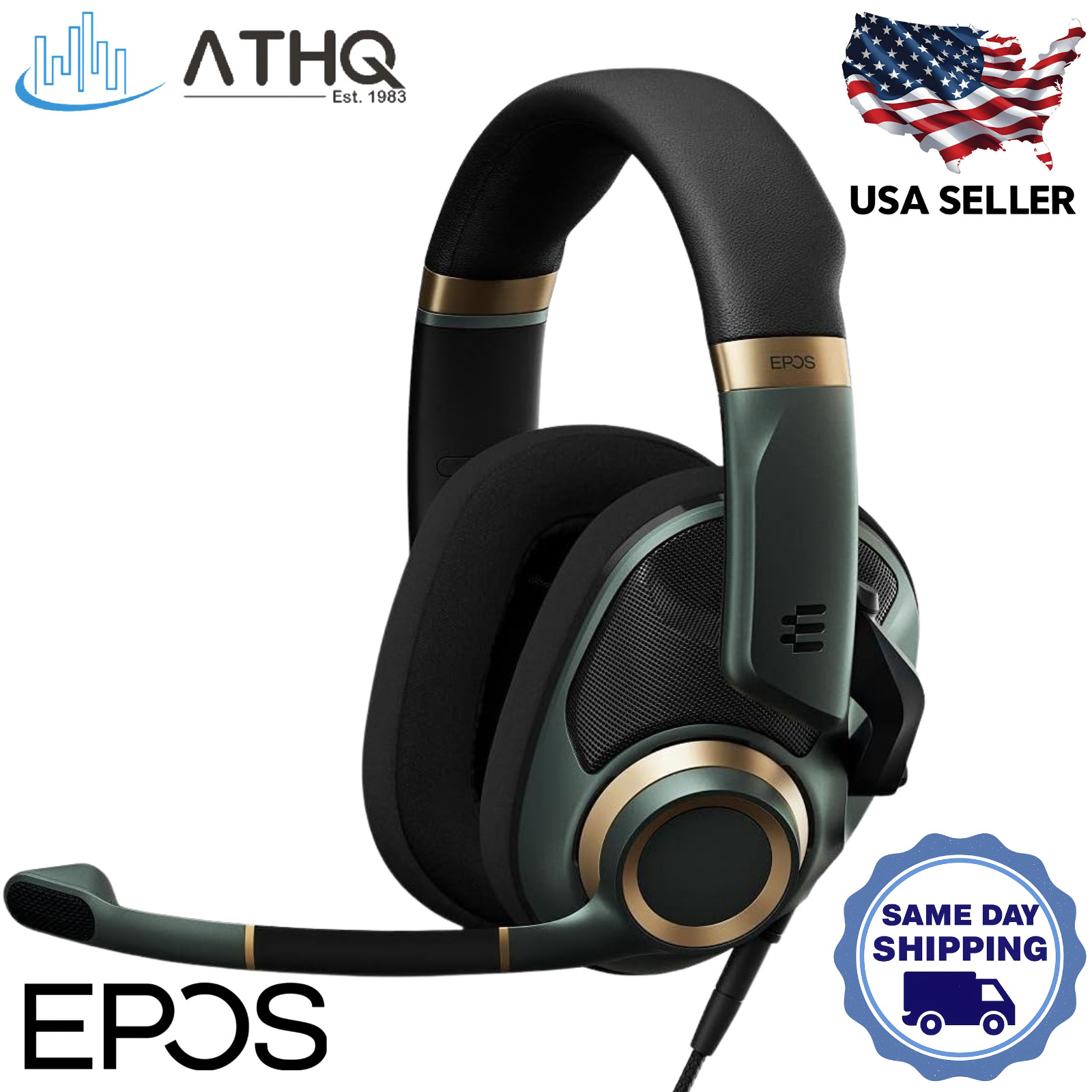 EPOS H6PRO Open Acoustic Wired Gaming Headset with Detachable Mic Green 1000970