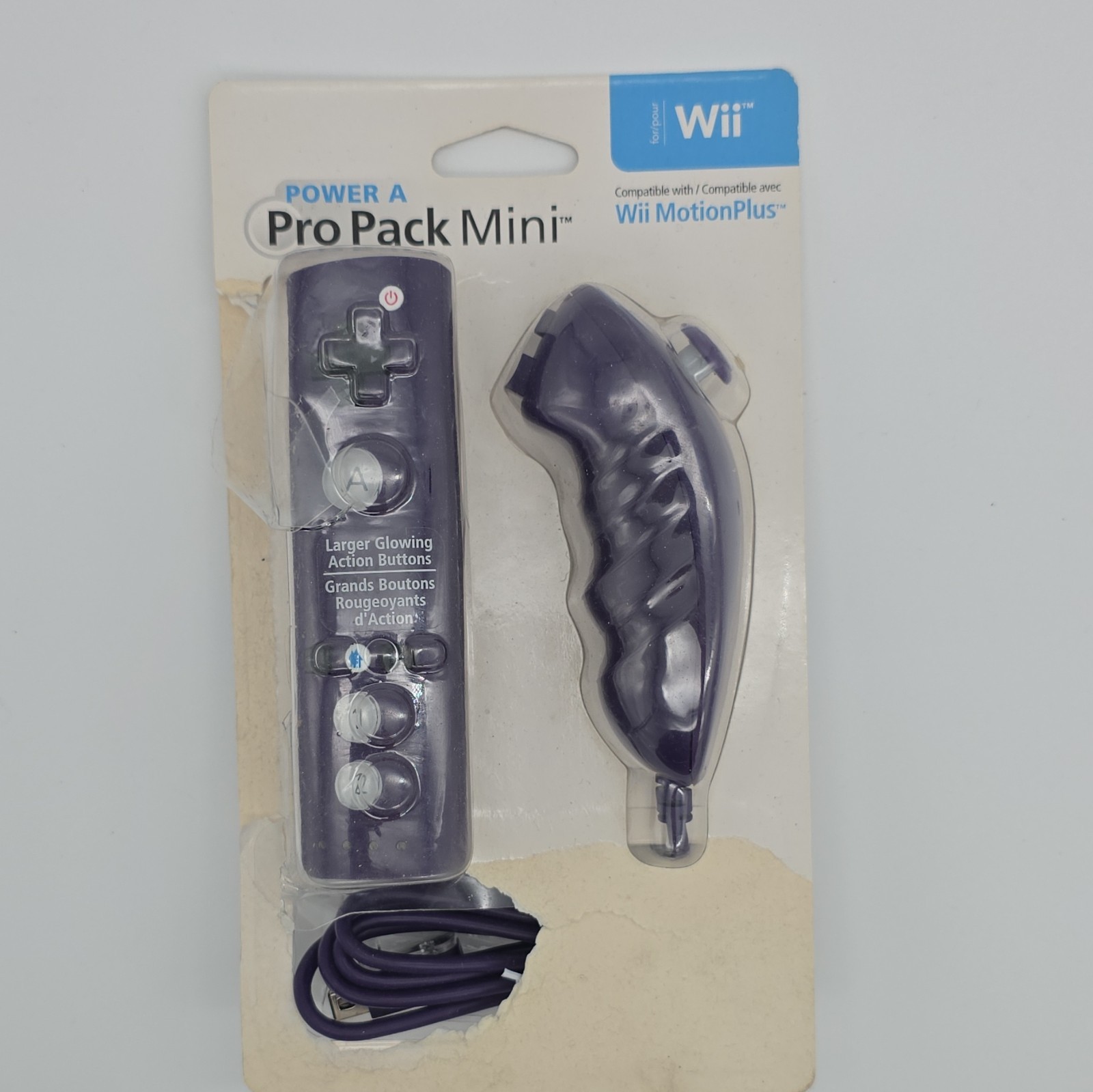 PowerA Pro Pack Mini Purple Wii Remote Controller + Nunchuk Set for Wii/Wii U