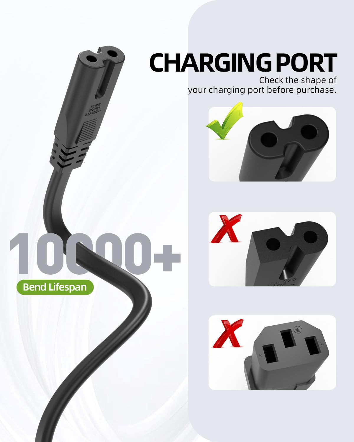 AC Power Cord Cable Fit for Sony PS5 PS4 PS3 Slim Playstation 5 4 3, Xbox Series