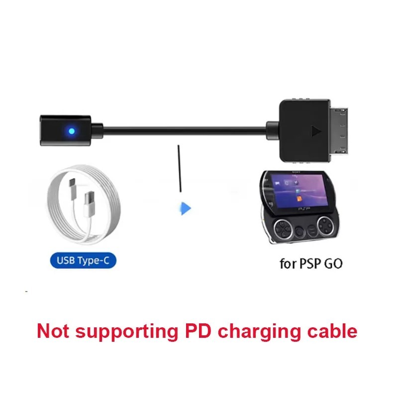 USB Type C to PSP Go Charging Data Cable LED Adapter Cord for Sony PSP Go