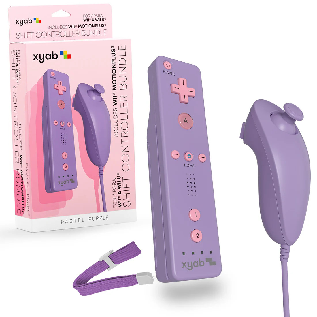 XYAB – Wii Remote Nunchuck Controller for Nintendo Wii/Wii U Game Bundle Purple