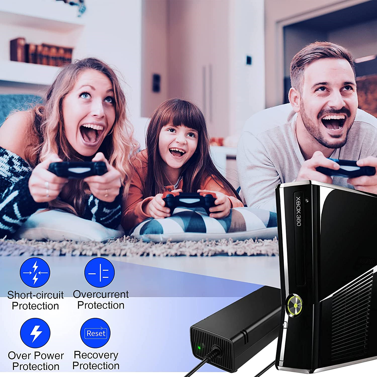 New SLIM AC Power Supply Brick Charger Adapter Cable Cord for Microsoft Xbox 360